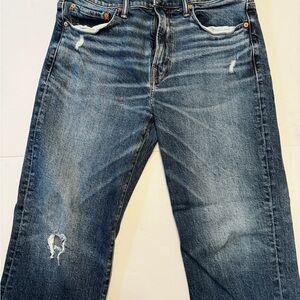 Men's American Eagle Relaxed Straight Distressed Blue Jeans